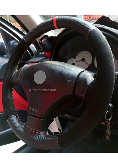Peugeot 207 Alkantra-Karbon Yüzüklü Direksiyon Kılıf