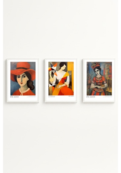 Beyaz Ahşap Çerçeveli Pablo Picasso Tablo Seti Huhu545