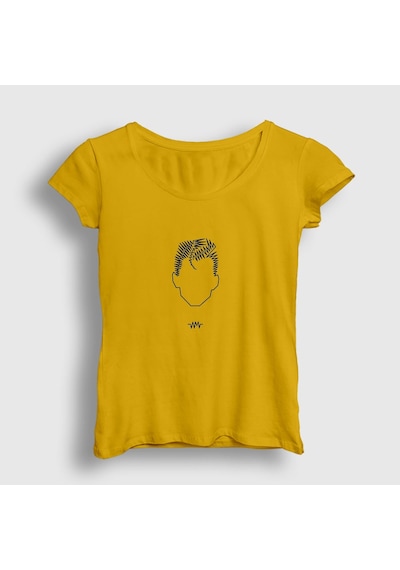 Presmono Kadın Face Arctic Monkeys T-shirt Sarı