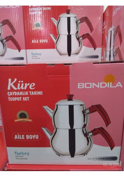 Bondila Aile Boy Küre Çaydanlık Seti 1,2 Litre + 2 Litre (Kendinden Süzgeçli)