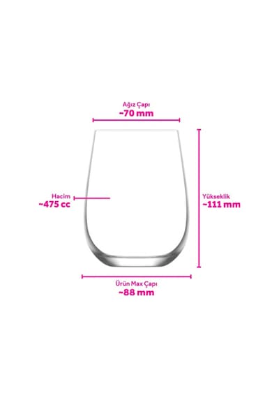 Lav Gaia Cam Kırmızı Şarap Kadehi 6'lı 475 ml (Meşrubat/Şarap Bardağı )
