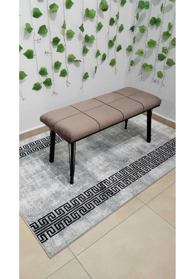 Özcan Metal Özel Tasarım Metal Ayaklı Metal Kasalı Bench Mutfak Salon Antre Yatak Odası Puf Bank Kahverengi