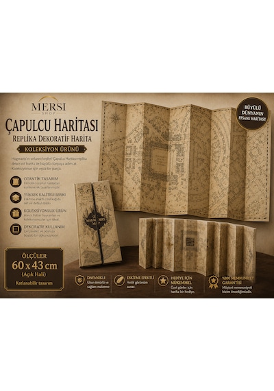 Çapulcu Haritası Replika Dekoratif Harita 60x43 Cm Koleksiyon Ürünü -