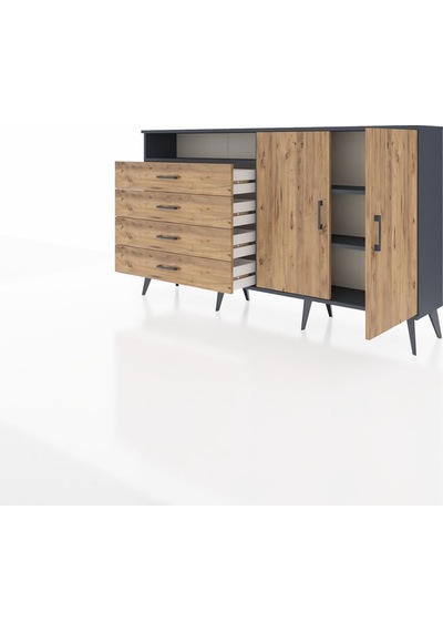 Arges Konsol 3 Raflı 4 Çekmeceli 2 Kapaklı 176x30x99 Antrasit-çam Atlas Çam/atlas Çam - Antrasıt Arges Konsol 3 Raflı 4 Çekmeceli 2 Kapaklı 176x30x99 Antrasit-çam Atlas Çam/atlas Çam - Antrasıt