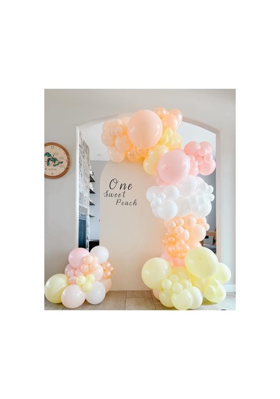Makaron Pembe Somon Sarı Ve Beyaz Balon Zinciri 100 Adet Mix