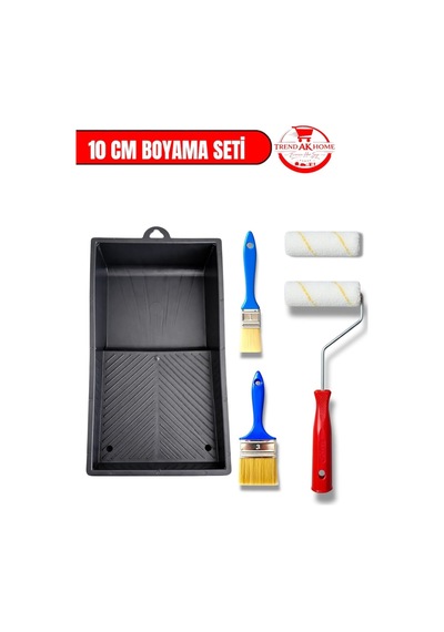 5 Parça Boyama Seti, 10 Cm Mikrofiber Rulo, Kestirme Fırçası, Boya Tavası