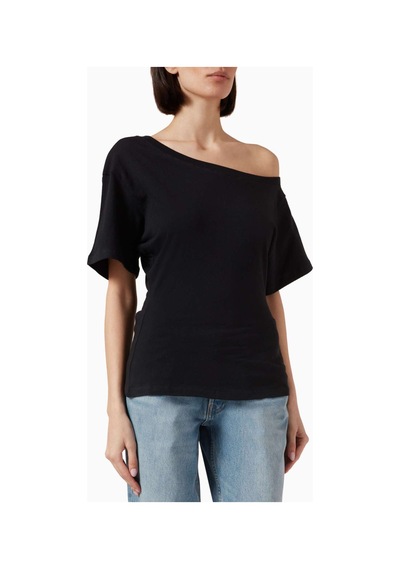 Banana Cici Elena Off-shoulder T-shirt - Beyaz - Premium Jersey Kumaş İle Rahat Şıklık Siyah
