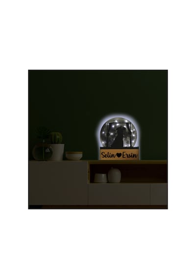 Led Işıklı Pleksi Dolunay Kişiselleştirilebilir Biblo Mariage Sarılan Gelin Damat Anahtar Askılı Gri - 737336431 Gri