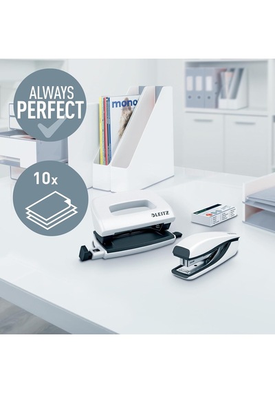 Leitz Nexxt Mini Delgeç Ve Zımba Seti, 10 Sayfaya Kadar, P2 No. 10 Zımba Teli, İnci Beyazı, Wow, 55612001 Genel
