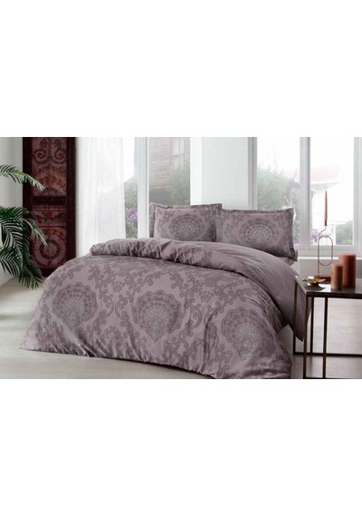 Taç Çift Kişilik Saten Nevresim Takımı Violet Mürdüm
