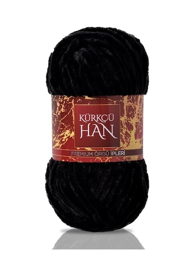 Kürkçü Han Kadife 100 G 95 M Örgü İpi Khkad Siyah