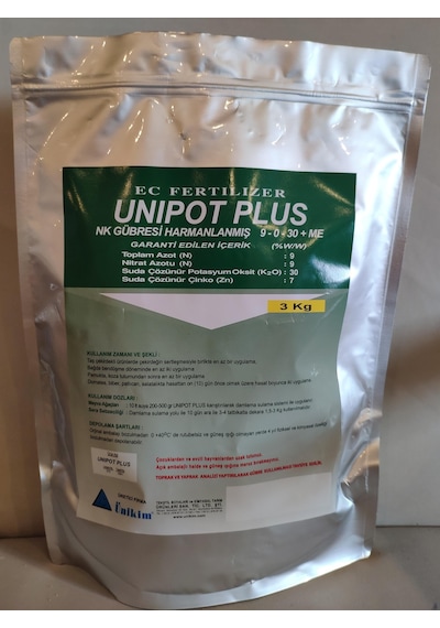 Unipot Plus 9-0-30+me Toz Nk Gübresi 3kg