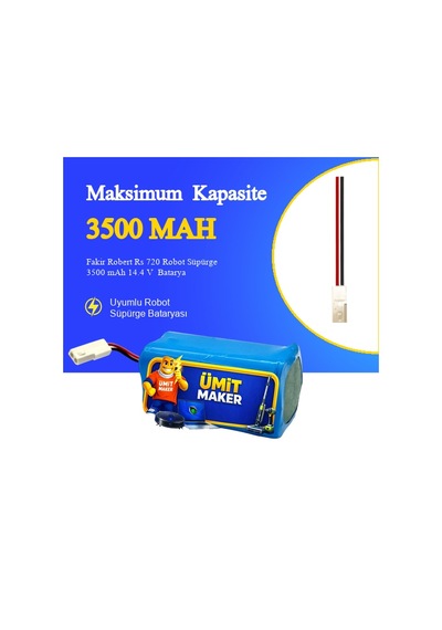 Fakir Robert Rs 720 Robot Süpürge 3500 Mah 14.4 V Batarya  Uyumlu Uzun Ömürlü, Yüksek Performans Pil