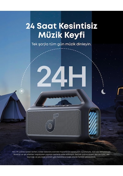 Anker Boom 2 Bluetooth 5.3 Hoparlör, 80w, Bassup 2.0, 24 Saat Pil Ömrü, Ipx7 Su Geçirmez, Led Işık, Usb-c, Siyah - A3138