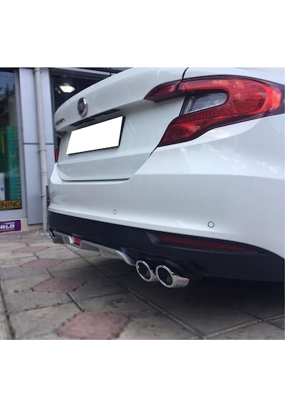 Fiat Egea Siyah Difüzör 4 Krom Egzoz Görünümlü Difizör Arka Ek Body Kit Uyumlu
