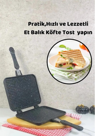 Leony Döküm Granit Ocak Üstü El Tost Makinesi 25 x 18 CM