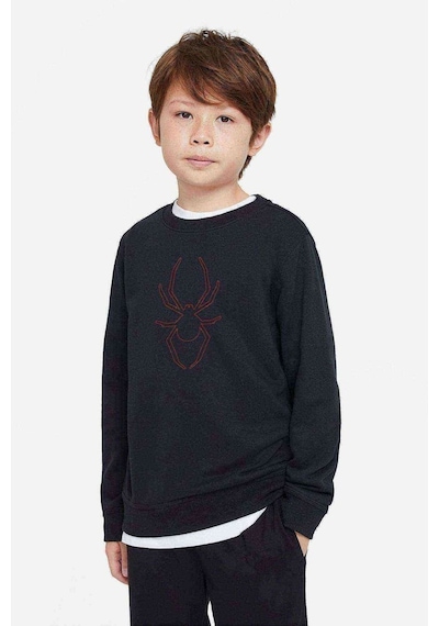 Tshirthane Silhouette Spider Baskılı Unisex Çocuk Siyah Sweatshirt Siyah