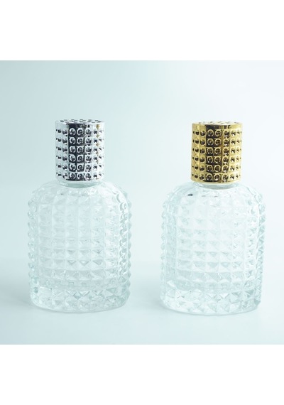 Ferdenferda 25 Adet Boş Cam Parfüm Şişe 50 ML Oval Noktalı Kristal Model Şeffaf