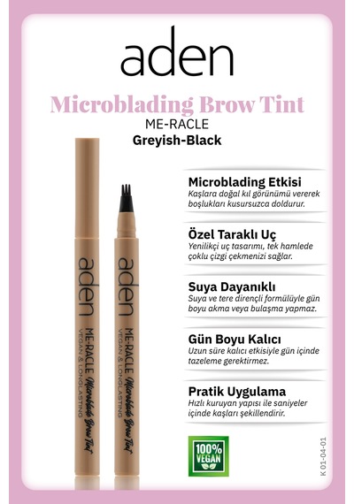 Aden Me-racle Microblading Brow Tint - Microblading Kaş Tinti Greyish-black Grimsi Siyah 0