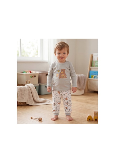 Mother Love %100 Organik Bebek Pijama Takımı 3 - 36 Ay Gri