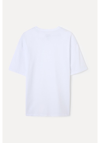 Mudo Erkek Erkek Beyaz Loose Fit Bisiklet Yaka T-shirt 1263446
