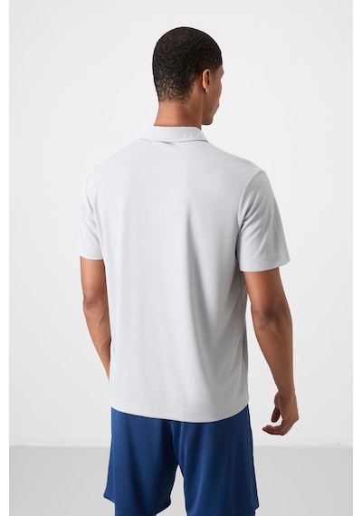 Tommy Life Gri Logo Baskılı Standart Kalıp Polo Yaka Aktif Spor Erkek T-shirt - 88252 Gri