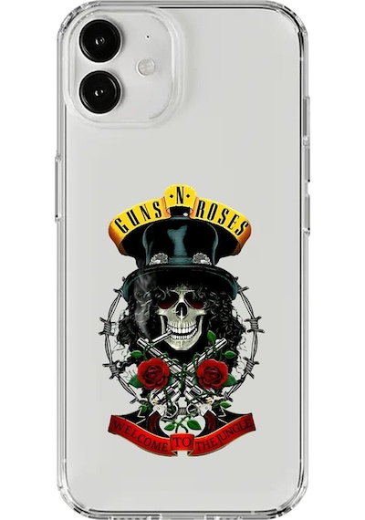 Apple Uyumlu iPhone 12 Şeffaf Kılıf Guns N' Roses Tasarımlı