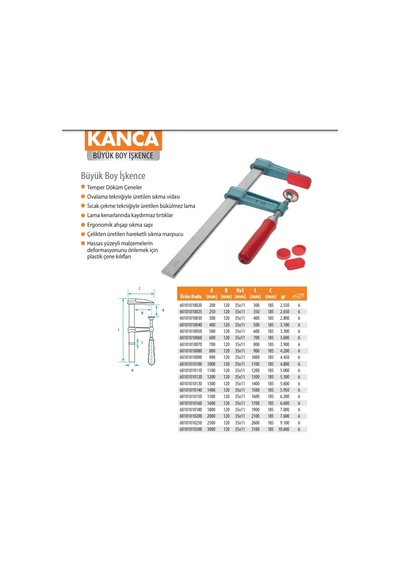 Kanca Büyük Tip İşkence 60 Cm. Marangoz İşkencesi