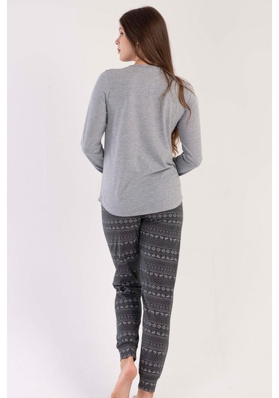 Vienetta Kadın Uzun Kol Antrasit Pijama Takımı C3t0n4o090 001