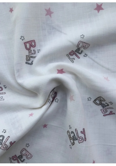 Müslin Örtü 75x85 Ağız Bezi Hediyeli Gri - Pembe