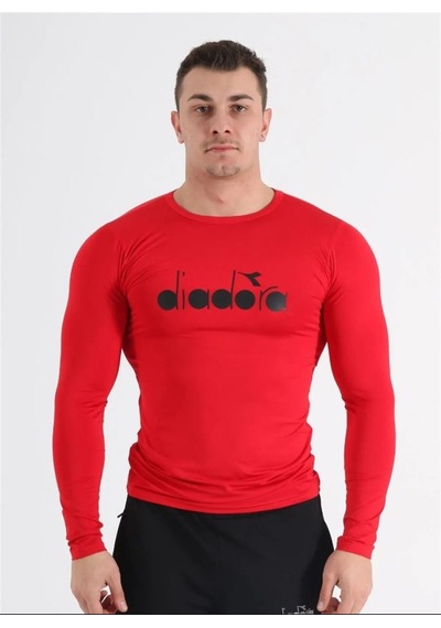 Diadora Soloben - Erkek Kırmızı Uzun Kollu Spor T-Shirt - Tsrt-Zn