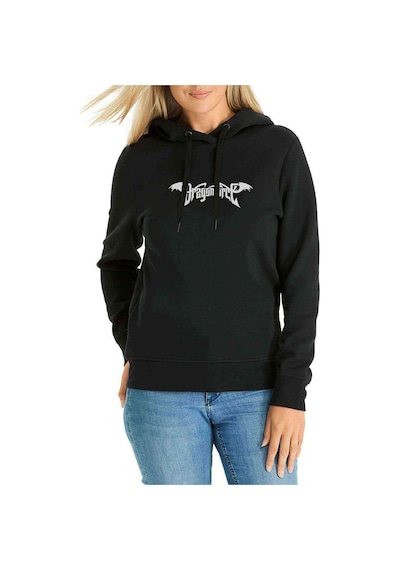 Dragonforce Logo Baskılı Siyah Kadın Kapşonlu Sweatshirt
