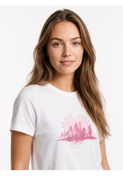 LOFT Boxy Fit Kadın Tshirt K.kol Off White Pink