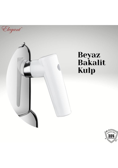 Kombi Orta Boy Bakalit Kulplu Çaydanlık Takımı - Beyaz Beyaz