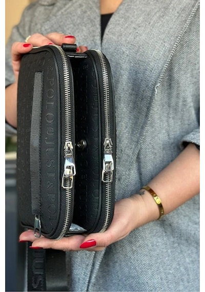 Just Polo Kadın Günlük Kullanıma Uygun Şık Omuz Çantası Ve Cüzdanı Kombin Shopper Siyah
