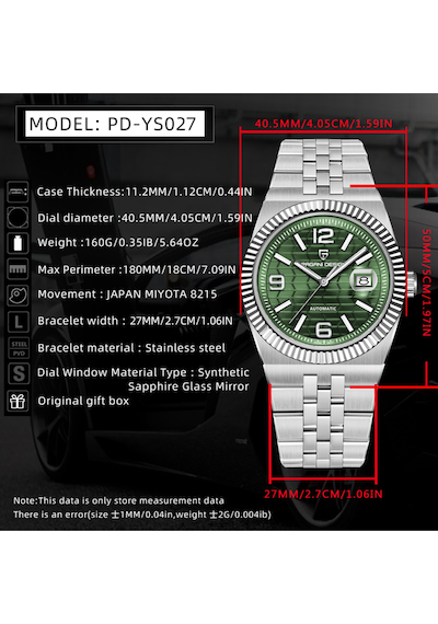 Pagani Design Pd-ys027 40 Mm 100 M Su Geçirmez Japon Otomatik Mekanik Saat Safir Kristal Işık Paslanmaz Çelik Saat Yeşil Diğer Pagani Design Pd-ys027 40 Mm 100 M Su Geçirmez Japon Otomatik Mekanik Saat Safir Kristal Işık Paslanmaz Çelik Saat Yeşil Diğer