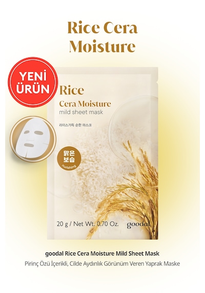Pirinç Özlü, Cilde Aydınlık Görünüm Veren Yaprak Maske Goodal Rice Cera Moisture Mild Sheet Mask