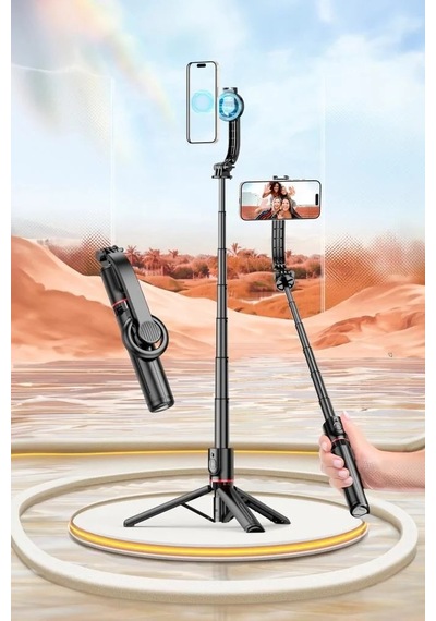Çekim Aleti Teknik Gereç Telefon Tutucu Tripod Çok Amaçlı Kumandalı Selfie Çubuğu L20 Siyah