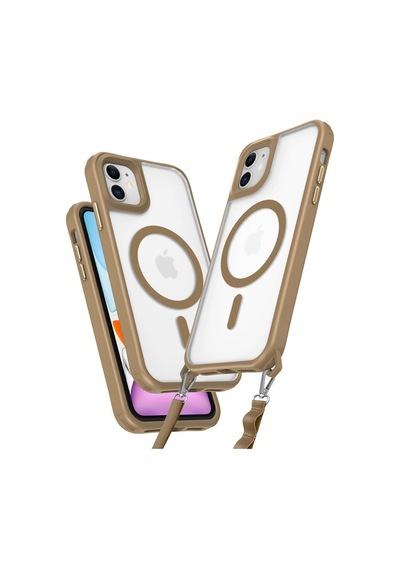 Apple   Uyumlu   iPhone 11 Kılıf Enka Magsafe Silikon Kılıf - Desert