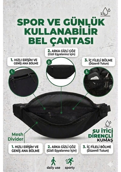 Butterfly Reflektörlü Siyah Bel Çantası Model 001 Omuz Bel Çanta Spor Günlük Gym Drill Genç Bej