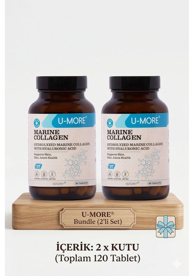 2'li Avantaj Paketi - Hidrolize Balık Kolajeni & Hyaluronik Asit 120 Tablet - Tip 1 & Tip 3 Desteği