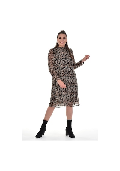 Myline Astarlı Şifon Gipe Detaylı Elbise (536943231)