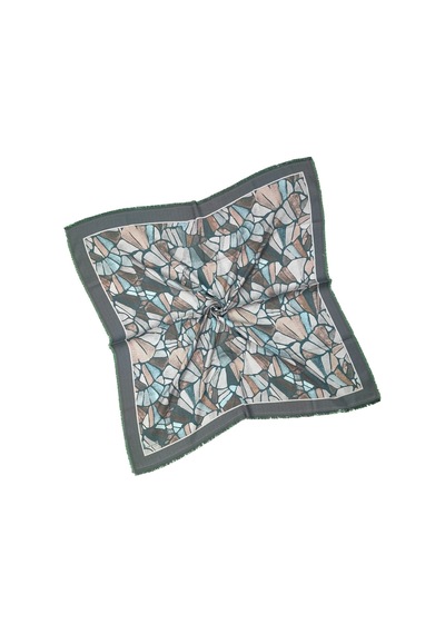 Mim Eşarp Ebruli Kışlık Desenli Eşarp 95x95 Cm Füme - Taş