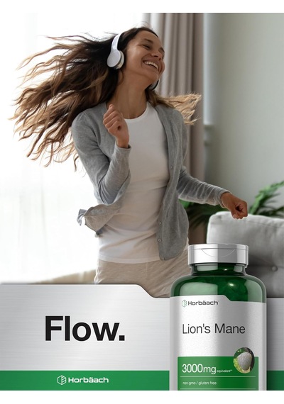 Horbäach Lions Mane Mushroom 3000mg 80 Absorbable Softgels Aromasız