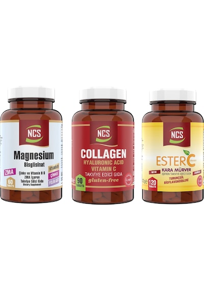 Ncs Ester C Vitamini 120 Tablet + Collagen Hyaluronic Acid 90Tablet + Ncs Magnesium 60 Tablet