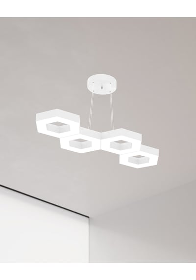 Catena Beyaz Kasa, Sarı Işık Modern Sarkıt Led Avize Beyaz