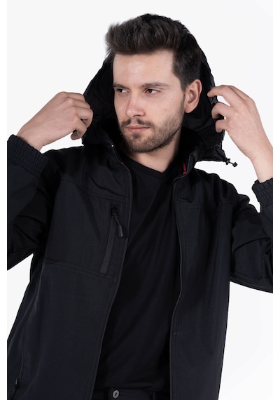 Owl Gizli Kapüşonlu Softshell Mont Siyah
