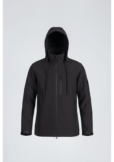 Vatan Tekstil Erkek Slim Fit Softshell Kapüşonlu Erkek Mont Su İtici Rüzgar Geçirmez Gri