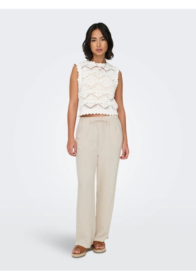 Only Onlsıesta Mw Pull-up Linen Bl Kadın Keten Pantolon 15322263 Bej