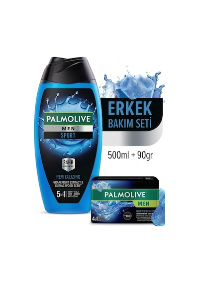Palmolive Sport Erkek Duş Jeli 500 ML + Naturals Erkek Sabun 90 G + Seyahat Kiti